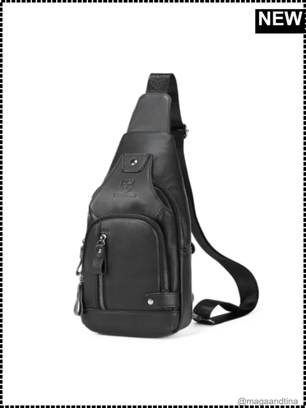 Genuine Leather Sling Bag Men Crossbody Shoulder Backpack iPad Mini Travel